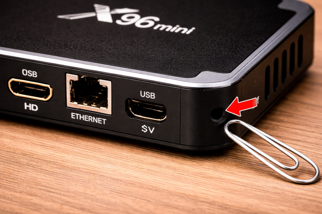 X96 Mini reset button location on device