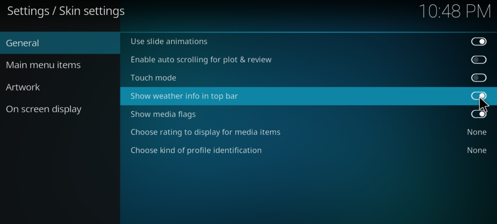 Configure skin and set your installed addon as the active weather provider. Then set your city inside the addon settings.