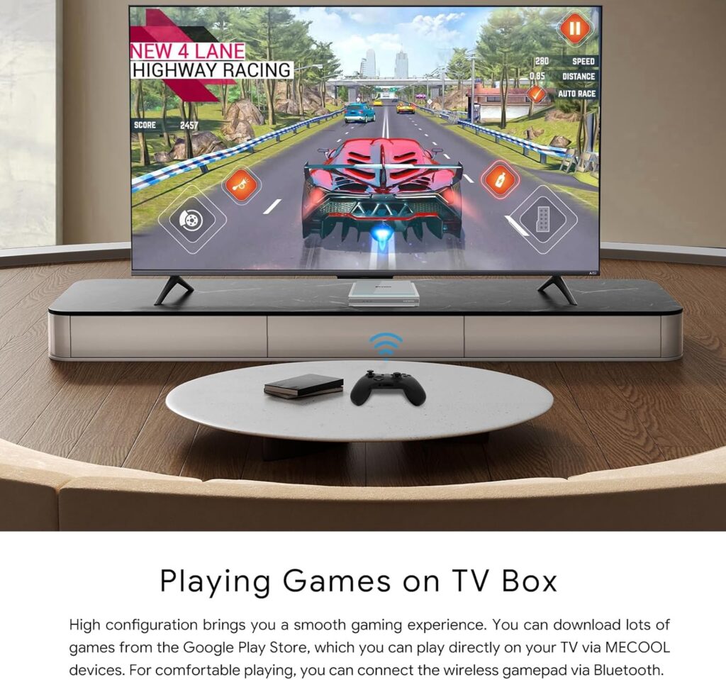 Mecool KM2 Plus Deluxe — Device and remote, lifestyle setup