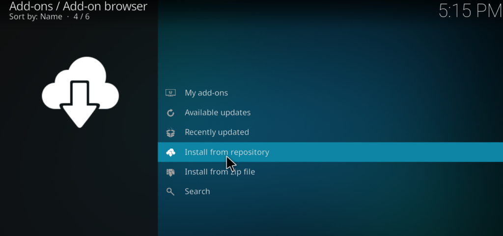 Back inside the Add-on browser, select Install from repository