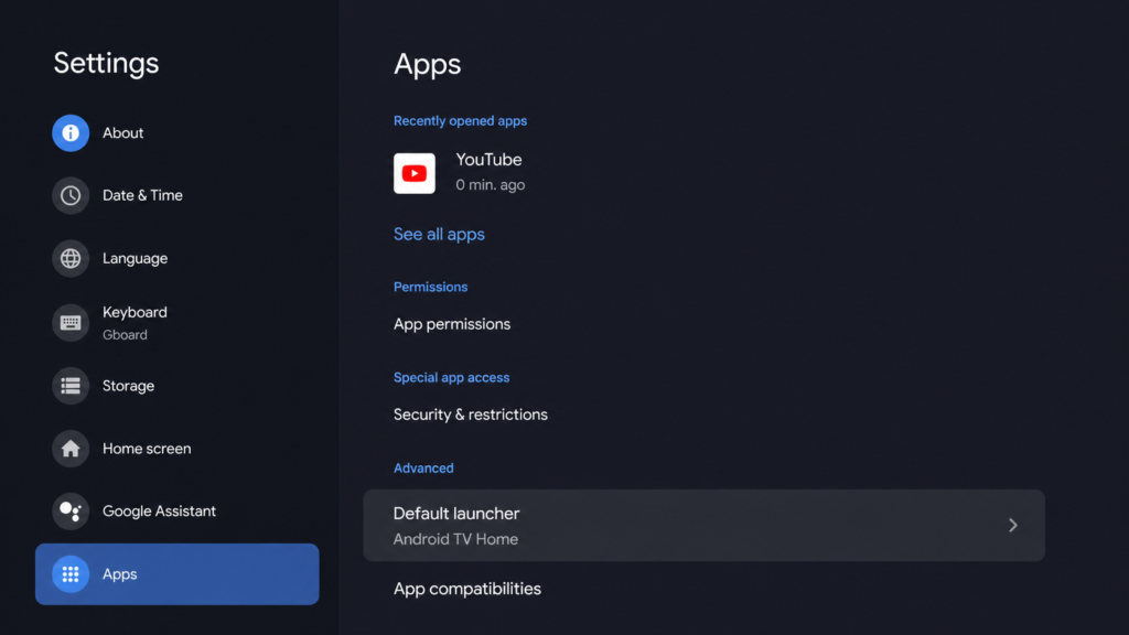 Setting Google TV as default launcher on Android TV box