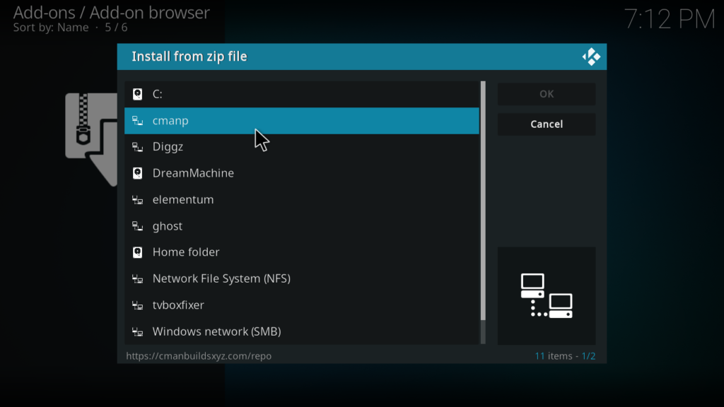  File source browser showing the Quicksilver source listed as a selectable entry