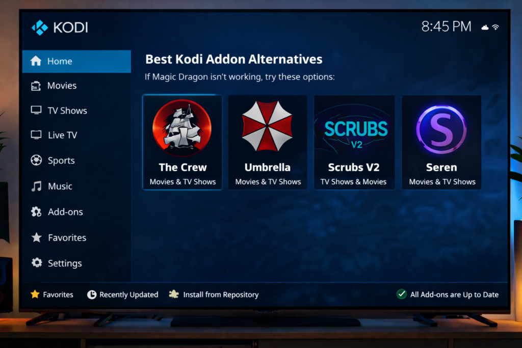 best kodi addon alternatives to magic dragon addon 2026