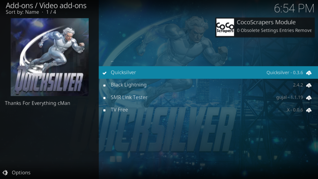  Kodi notification bar in the top-right corner confirming the repository add-on has been installed successfully