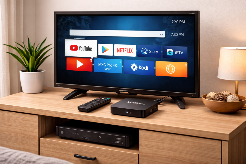 mxq pro 4k connected to flat screen tv