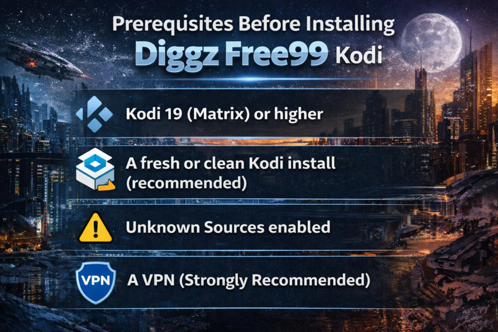 Make sure these are ready before you start the Diggz Free99 Kodi install