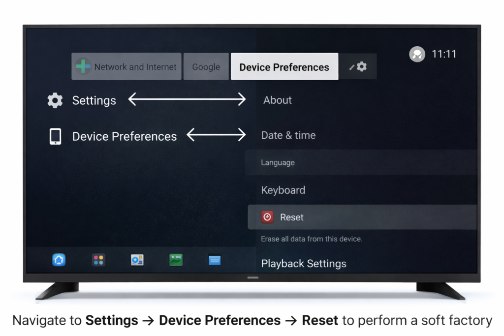 how to reset x96q android box from settings