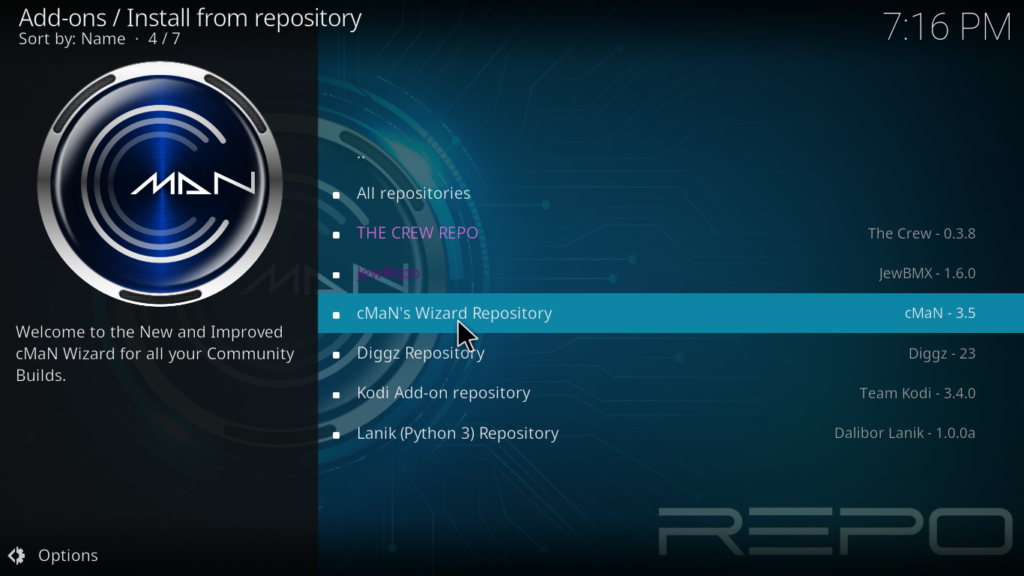 Repository selection screen with Quicksilver Repository visible and selectable in the list