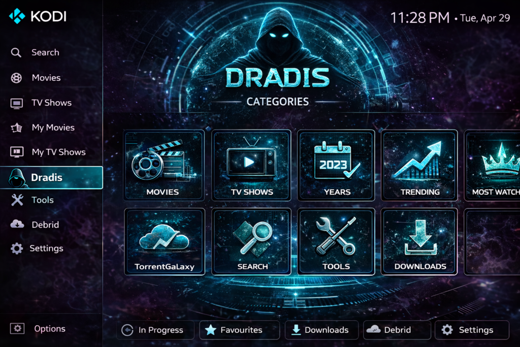 Dradis Kodi Debrid Addon Simple Interface