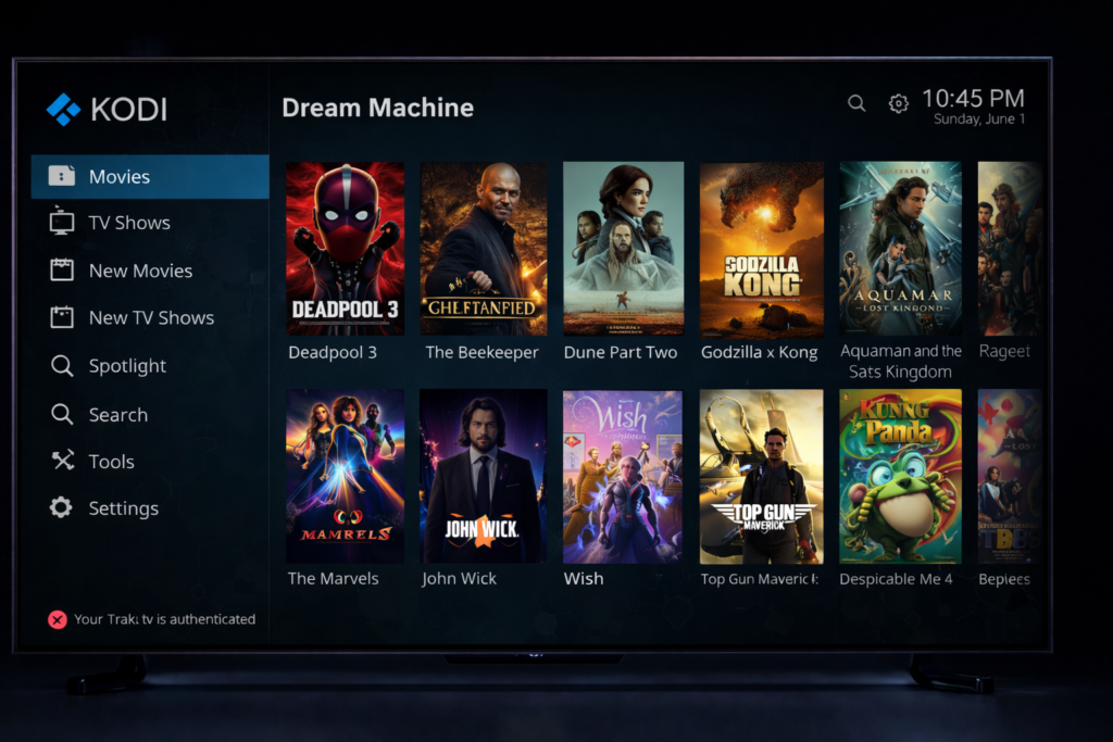 Dream Machine Kodi Addon M3U Streams
