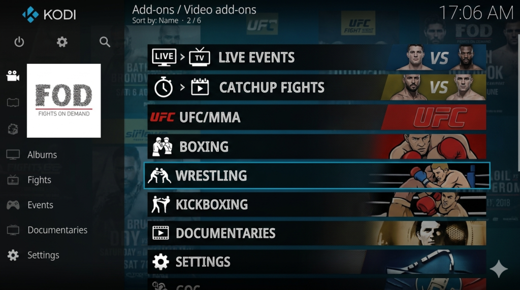 Fights On Demand Kodi Addon UFC MMA Boxing