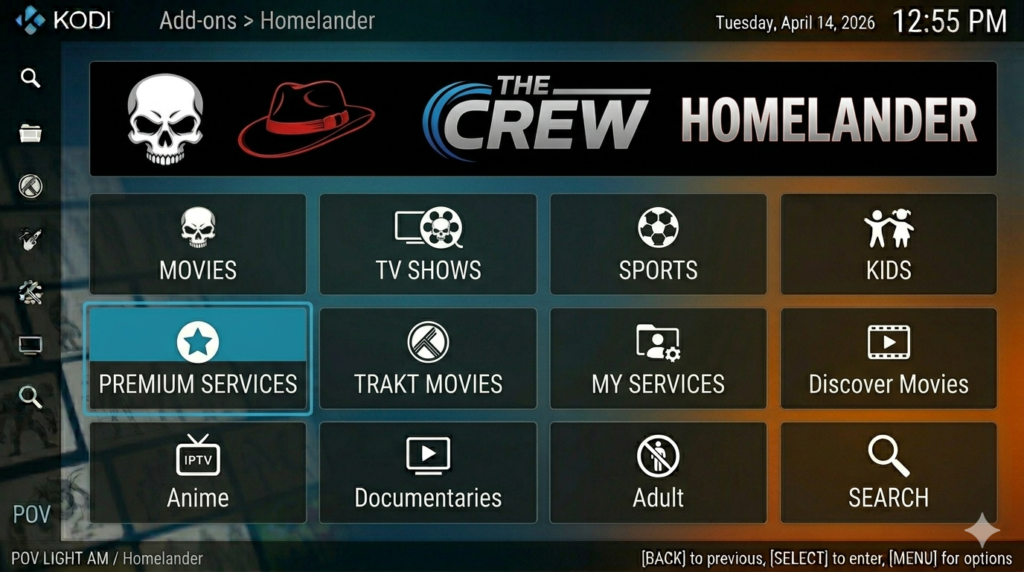 Homelander Kodi Addon Exodus Style Interface