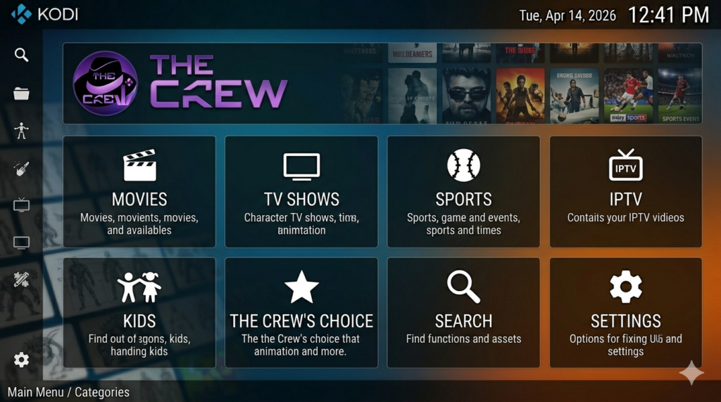 The Crew Kodi Addon All-in-One Menu