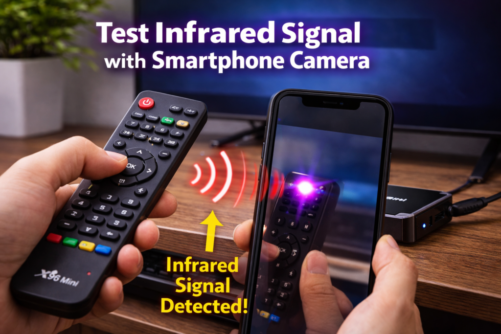  Testing X96 Mini remote infrared signal with smartphone camera — fix X96 Mini remote not responding