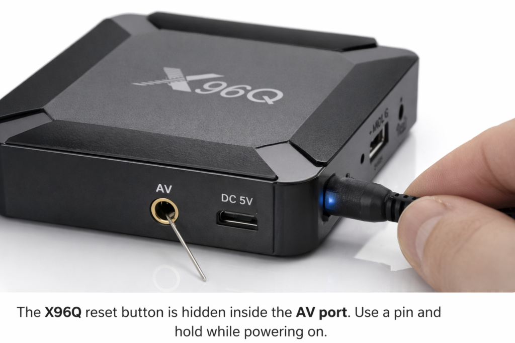 hard reset x96q android box using reset button