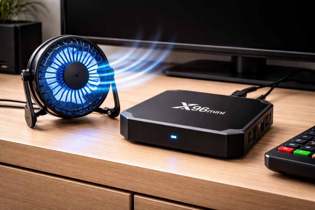 X96 Mini overheating problem — hot Android TV box on entertainment unit