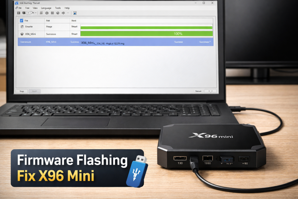 96 Mini USB Burning Tool firmware flash on Windows PC — fix X96 Mini not working