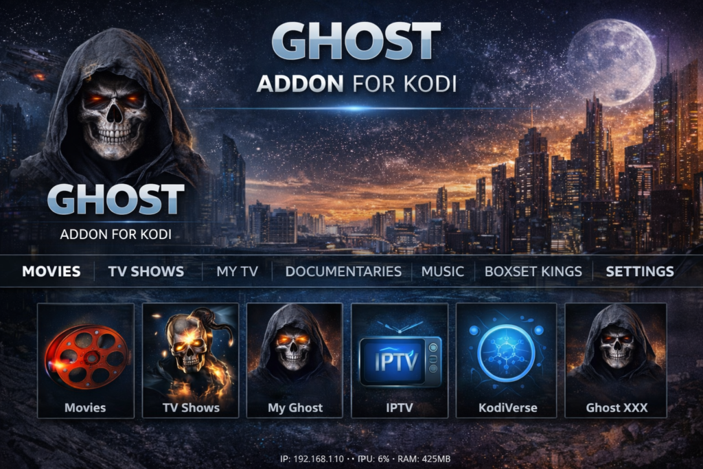 Ghost Kodi addon home screen interface