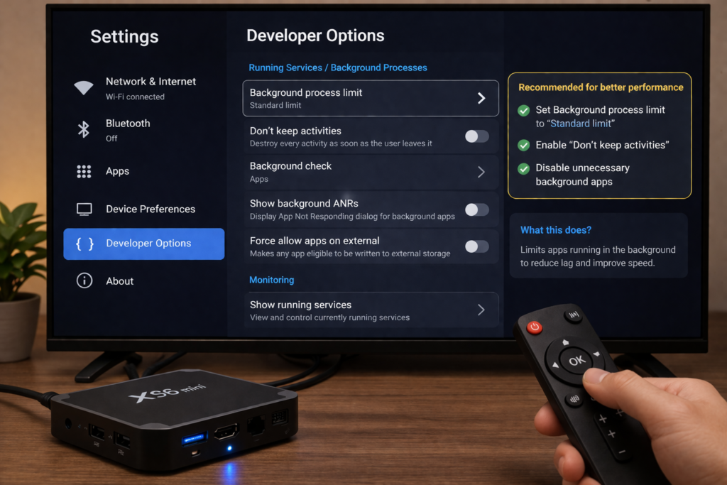 Reducing background processes on X96 Mini to fix lag and improve performance