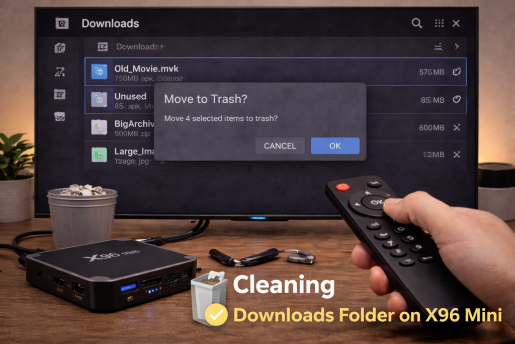 Deleting unnecessary files from X96 Mini downloads folder to free storage