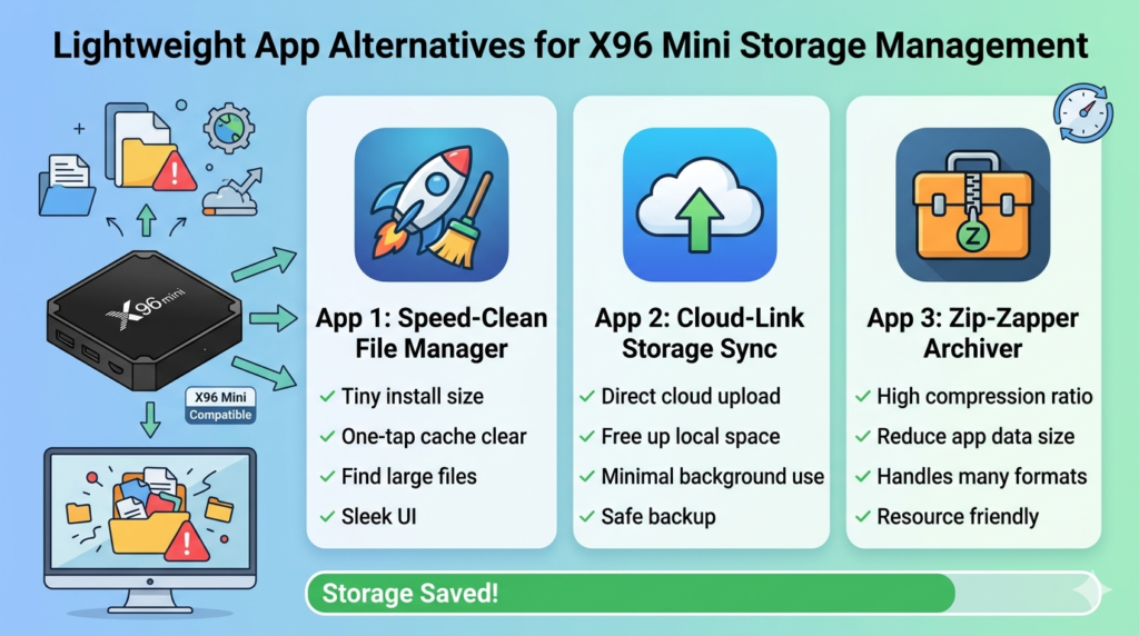 Using lightweight apps to save storage space on X96 Mini Android TV box