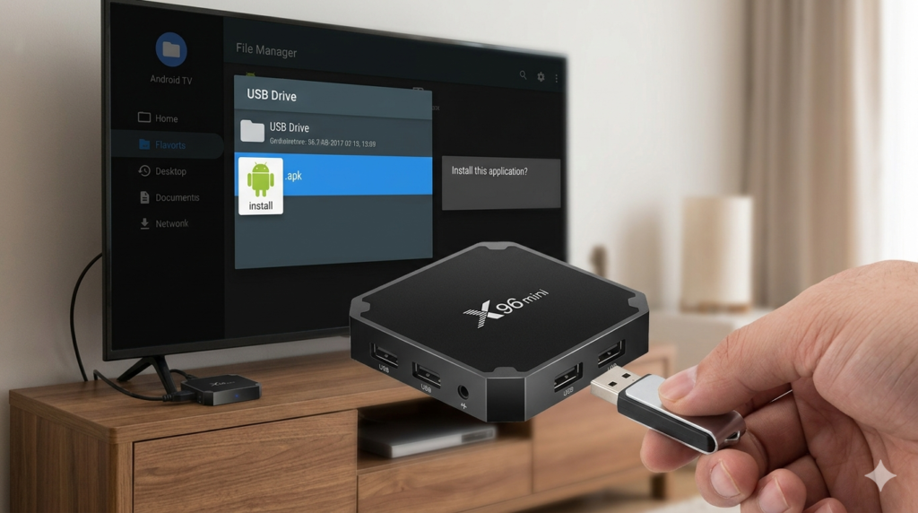 Installing apps on X96 Mini using USB drive with APK file