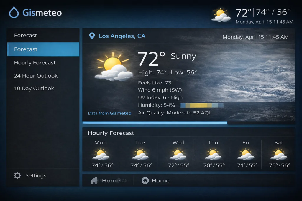 gismeteo kodi weather addon forecast display