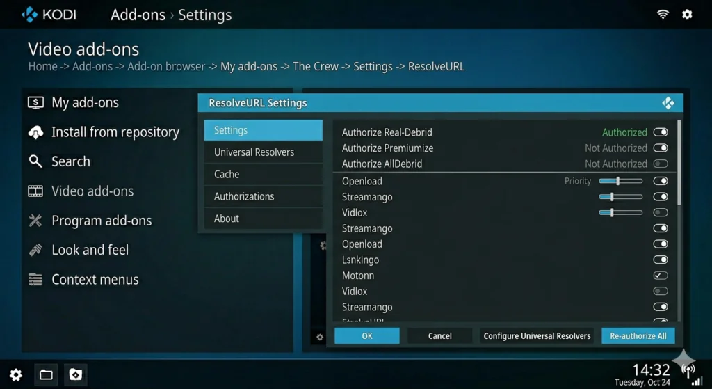 Kodi Real-Debrid Authorization Setup