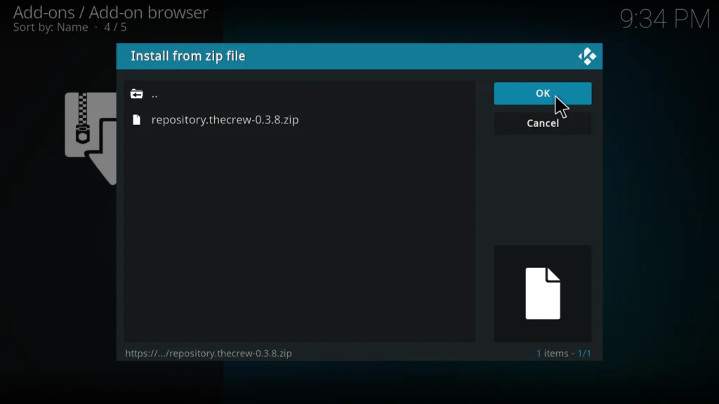 installing Ghost Kodi addon repository from zip file