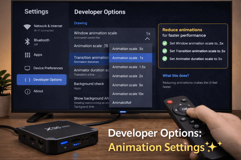 Advanced developer options to fix lag on X96 Mini Android TV box